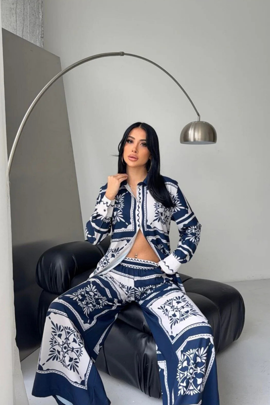 İthal Jessica Kumaş Gömlek & Pantolon İkili Takım -2619