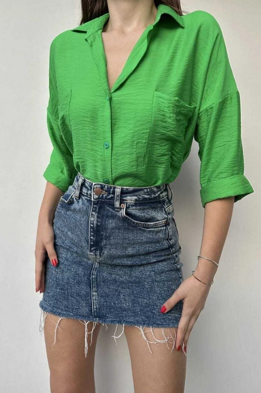 Bodrum Kumaş Keten Oversize Kadın Gömlek