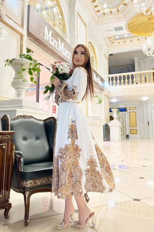 Atlas Kumaş Elbise (Kemer Dahildir)- NHN75