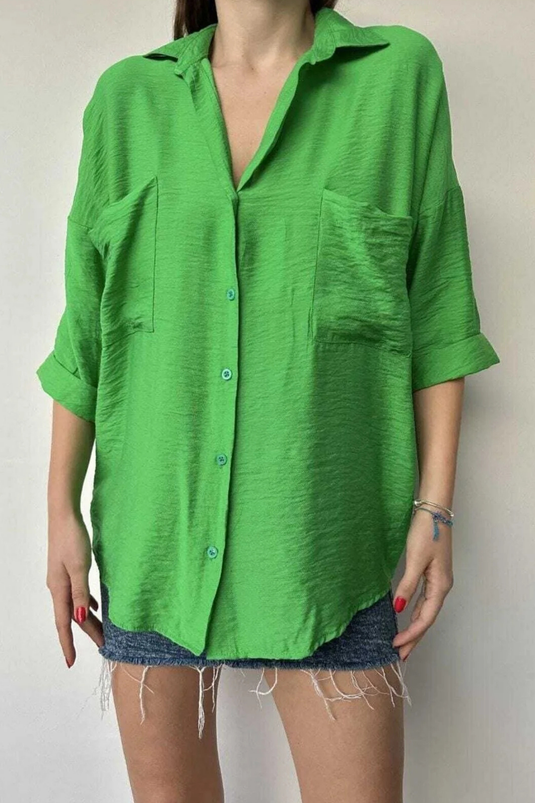 Bodrum Kumaş Keten Oversize Kadın Gömlek
